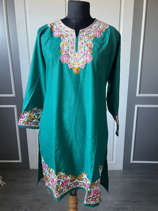 Kashmir Aari cotton Co-Ord Set | Dark Teal