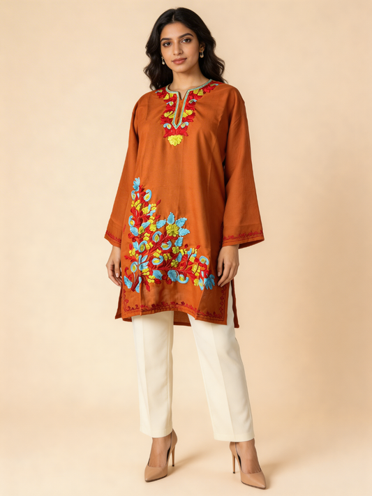 Noor : Aari embroidery summer kurti | Bronze