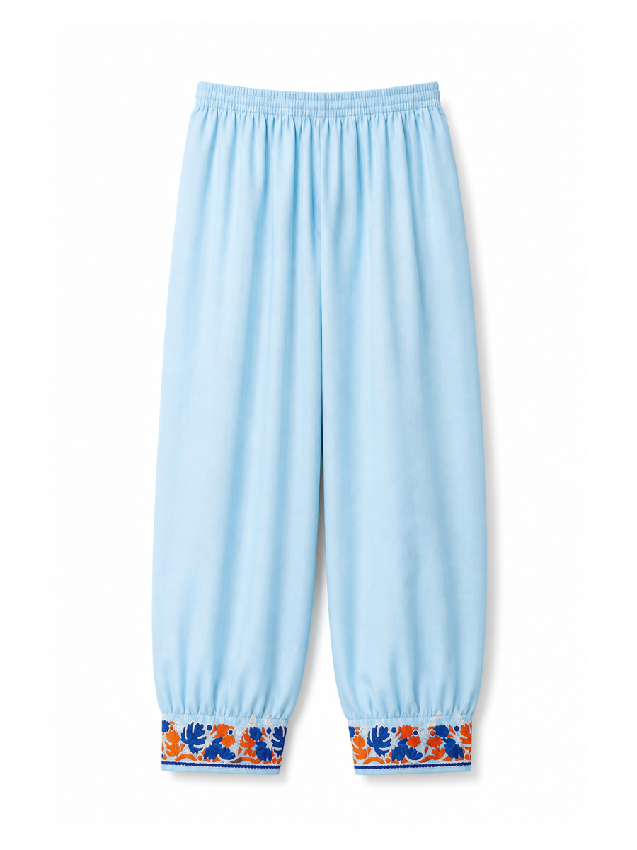 Noor : Kashmiri Aari embroidery summer Co-Ord Set | Aqua