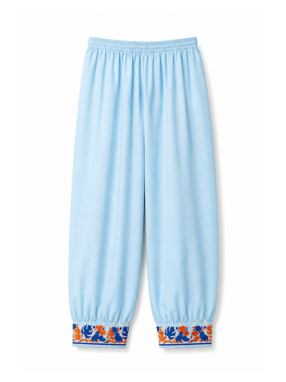 Noor : Kashmiri Aari embroidery summer Co-Ord Set | Aqua