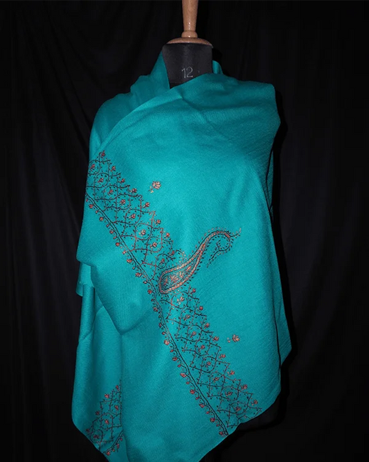 Picton Blue Hand Embroidered Rafal Shawls - KaarKash