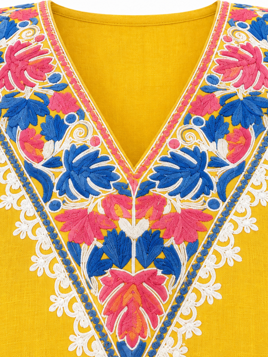 Noor : Aari embroidery summer Co-Ord Set | Gold