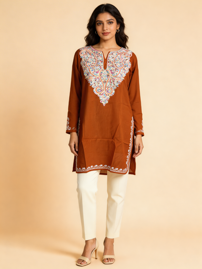 Noor : Aari embroidery summer kurti | Bronze