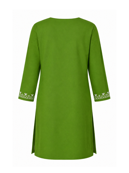 Noor : Aari embroidery summer kurti |  Dark Green