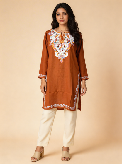 Noor : Aari embroidery summer kurti | Bronze