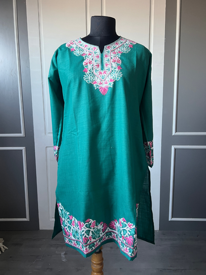 Kashmir Aari cotton Co-Ord Set | Dark Teal