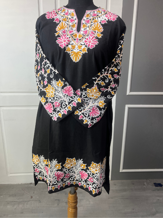Noor : Kashmiri Aari embroidery summer Co-Ord Set | Ebony