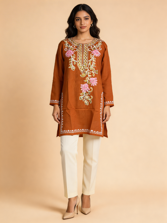 Noor : Aari embroidery summer kurti | Bronze
