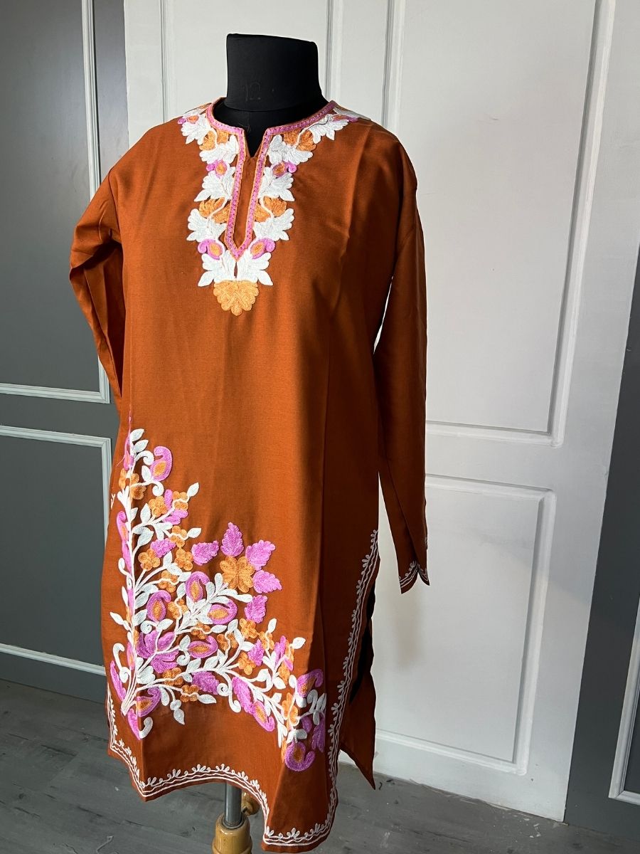Noor : Aari embroidery summer kurti | Bronze