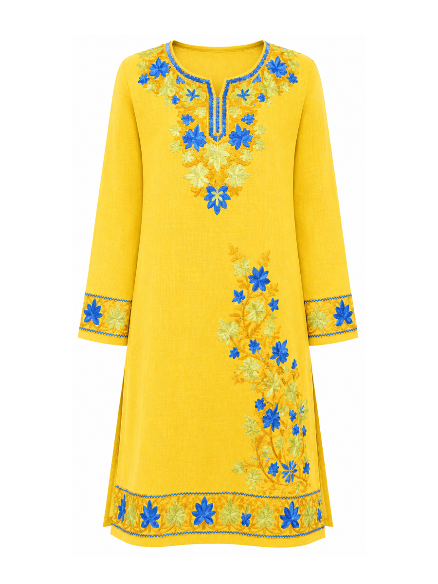Noor : Aari embroidery summer Co-Ord Set | Gold