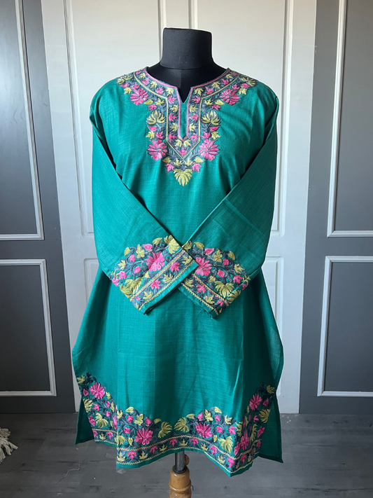 Kashmir Aari cotton Co-Ord Set | Dark Teal