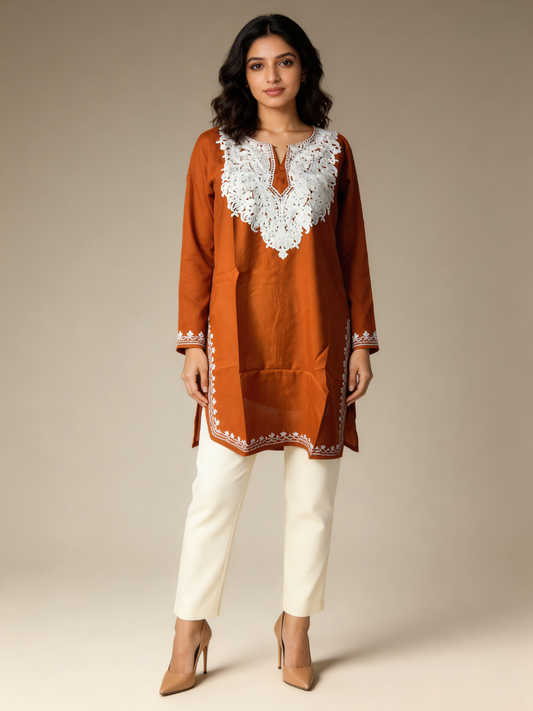 Noor : Aari embroidery summer kurti | Bronze