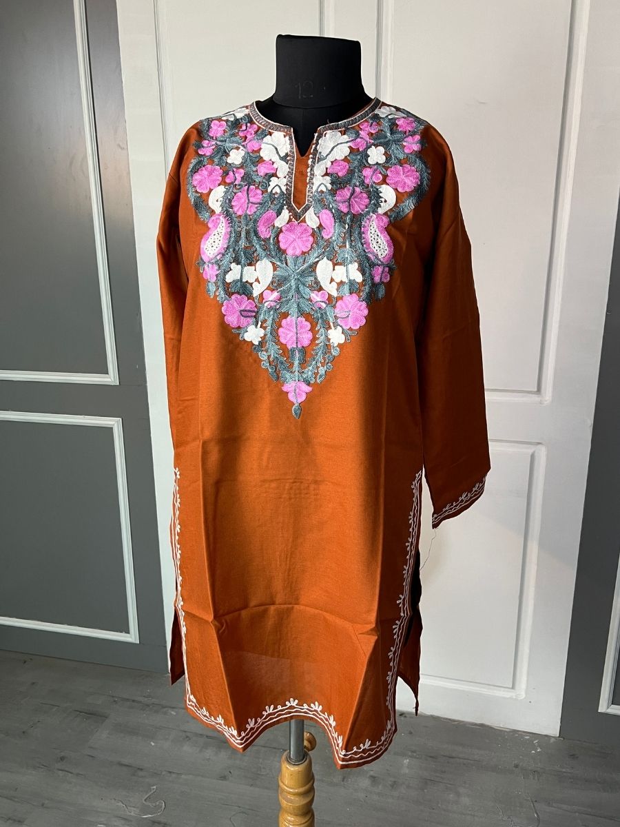 Noor : Aari embroidery summer kurti | Bronze