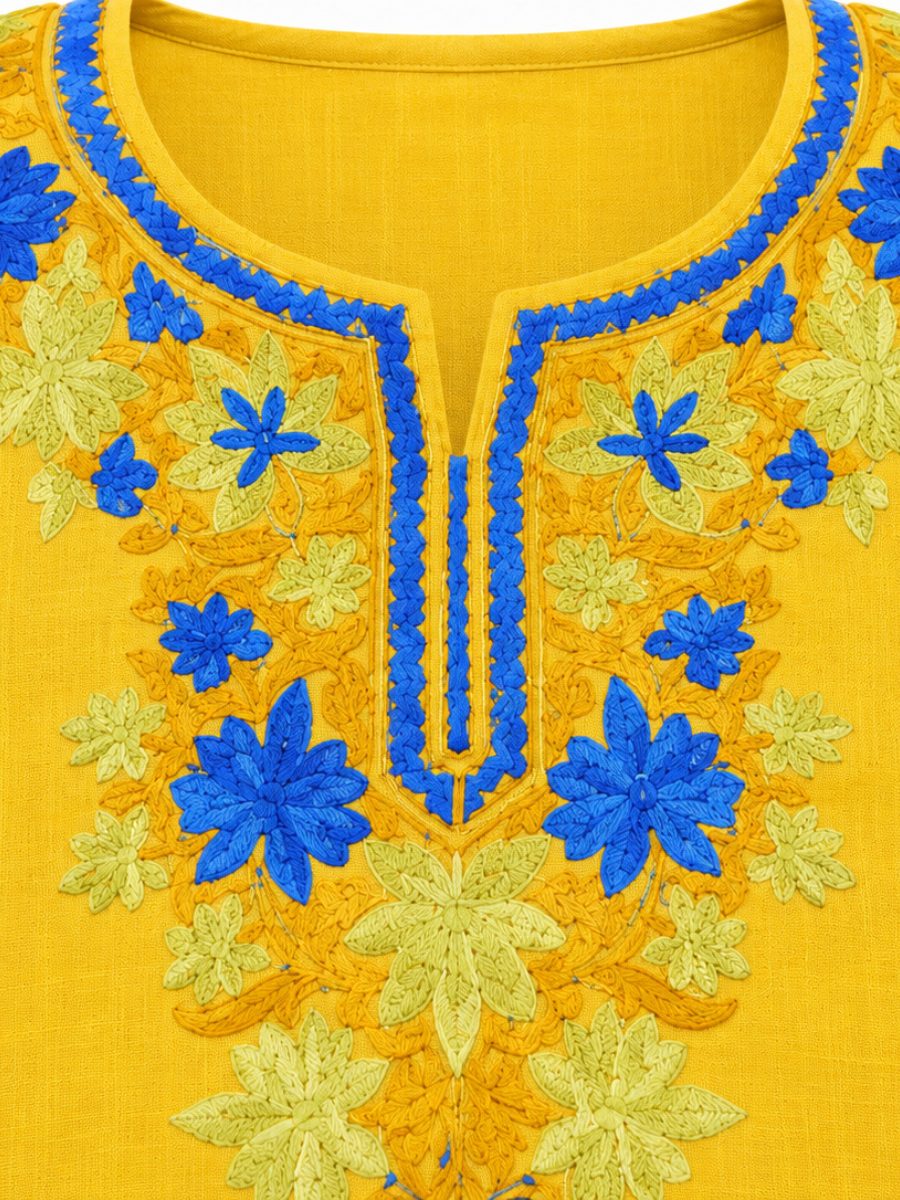 Noor : Aari embroidery summer Co-Ord Set | Gold