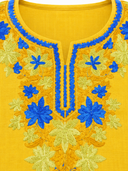 Noor : Aari embroidery summer Co-Ord Set | Gold