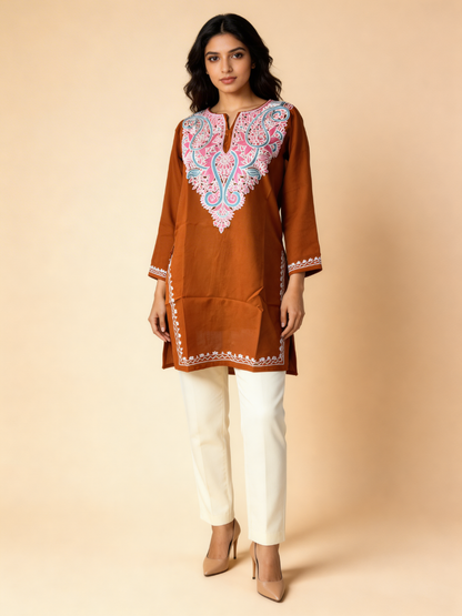 Noor : Aari embroidery summer kurti | Bronze