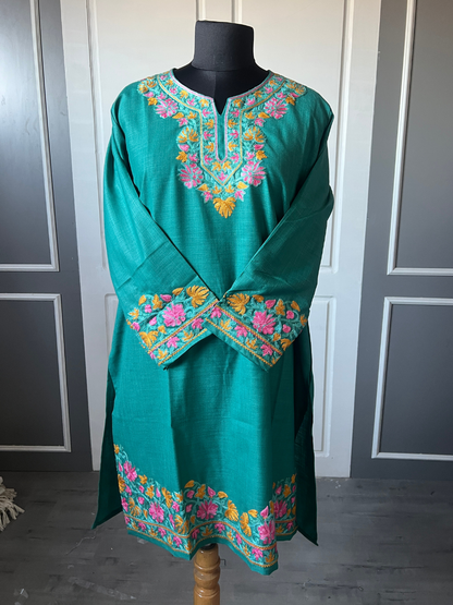 Kashmir Aari cotton Co-Ord Set | Dark Teal