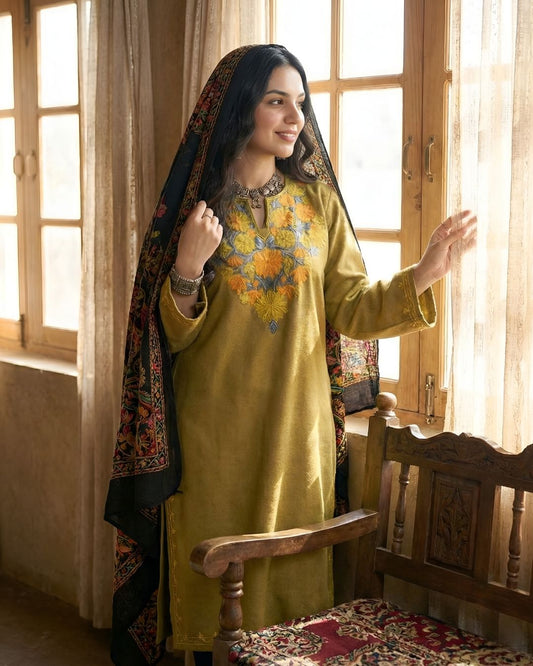 Gulposh royal Pure Raffel Wool |Mustard