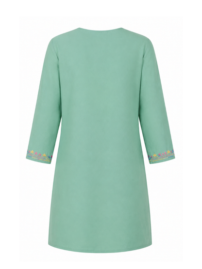 Noor : Aari embroidery summer kurti | Mint Teal