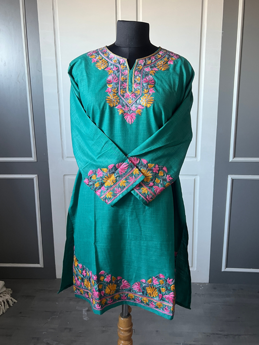 Kashmir Aari cotton Co-Ord Set | Dark Teal