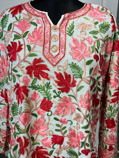 Noor : chinar embroidery summer kurti | Light Gray