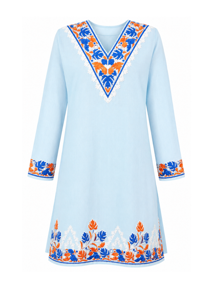 Noor : Kashmiri Aari embroidery summer Co-Ord Set | Aqua