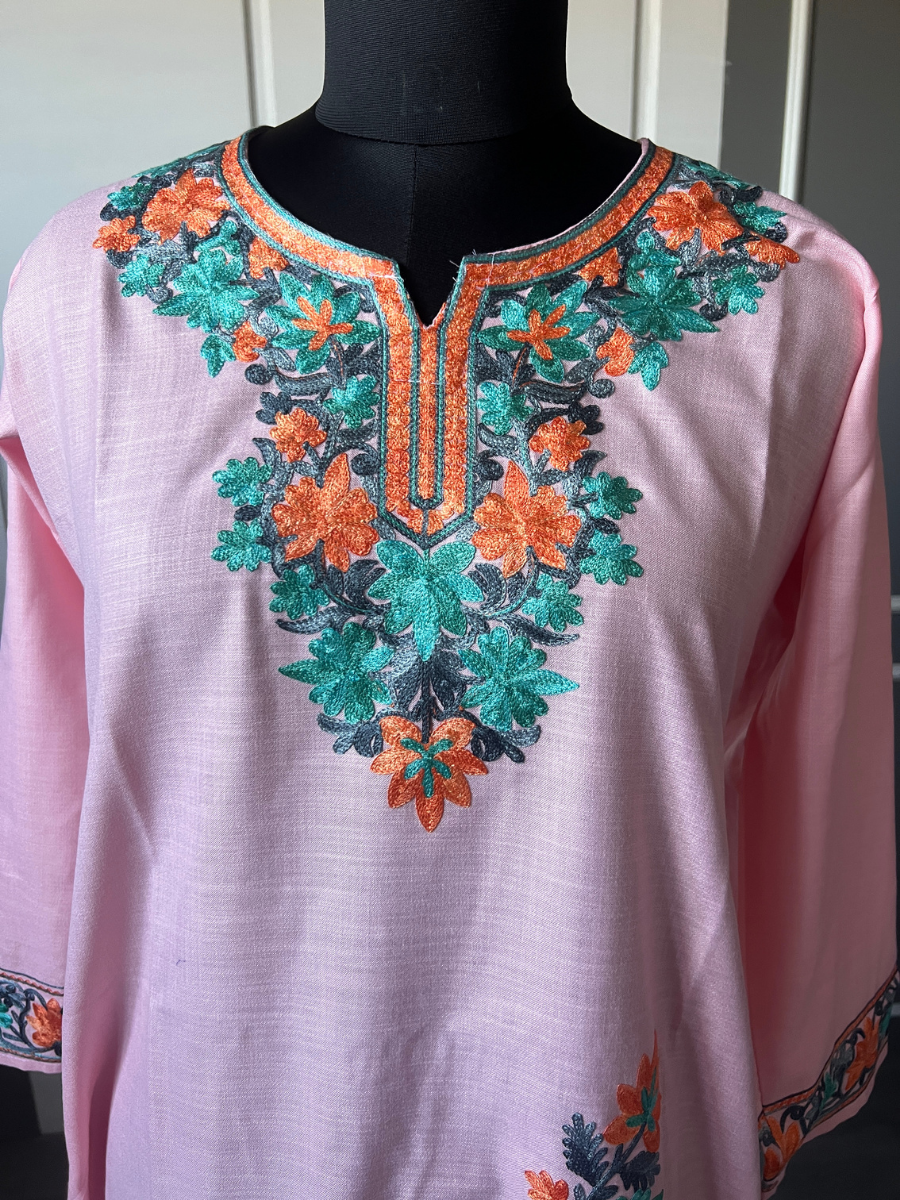 Kashmir Aari cotton Co-Ord Set | Pink