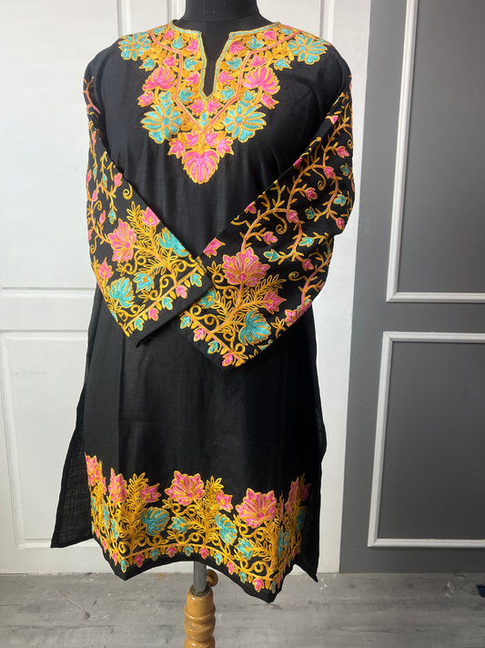 Noor : Kashmiri Aari embroidery summer Co-Ord Set | Ebony