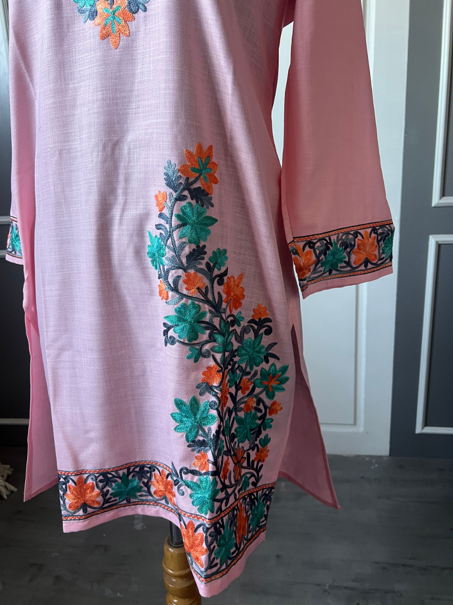 Kashmir Aari cotton Co-Ord Set | Pink