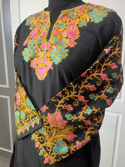 Noor : Kashmiri Aari embroidery summer Co-Ord Set | Ebony