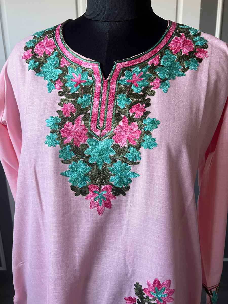 Kashmir Aari cotton Co-Ord Set | Pink