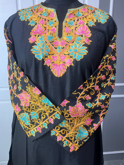 Noor : Kashmiri Aari embroidery summer Co-Ord Set | Ebony