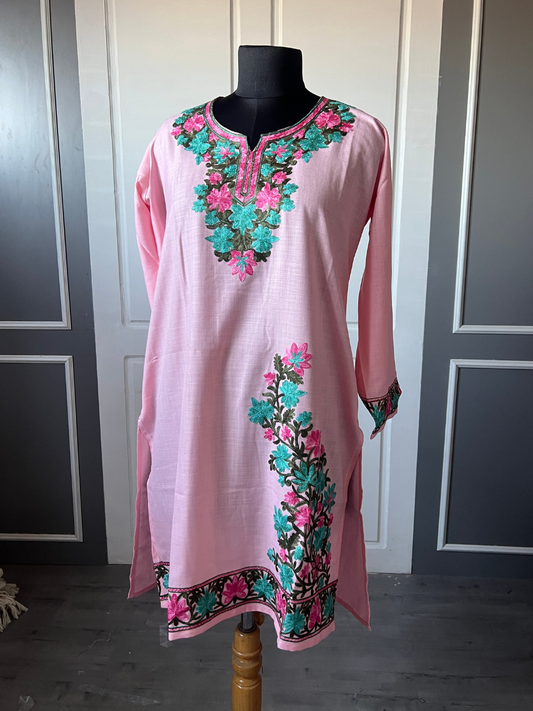 Kashmir Aari cotton Co-Ord Set | Pink