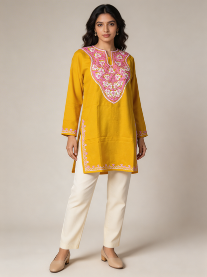 Noor : Aari embroidery summer kurti | Gold