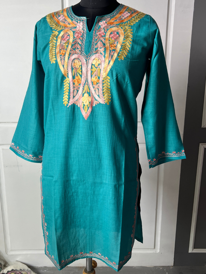 Kashmir Aari cotton Co-Ord Set | Dark Teal