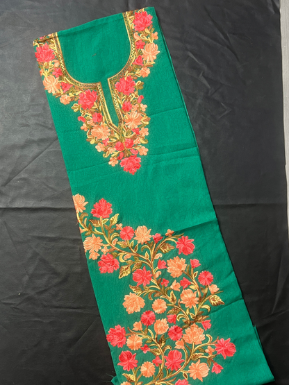 Gul Kashmiri Aari 2 Piece Unstitched Suit  |  Dark Teal
