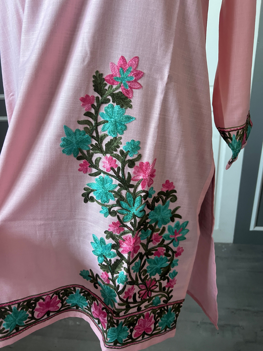 Kashmir Aari cotton Co-Ord Set | Pink