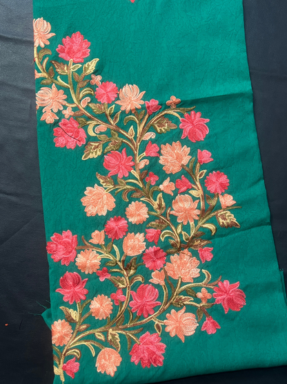 Gul Kashmiri Aari 2 Piece Unstitched Suit  |  Dark Teal
