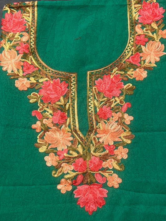 Gul Kashmiri Aari 2 Piece Unstitched Suit  |  Dark Teal