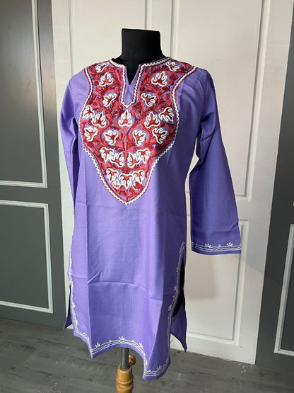 Noor : Aari embroidery summer kurti | lavender