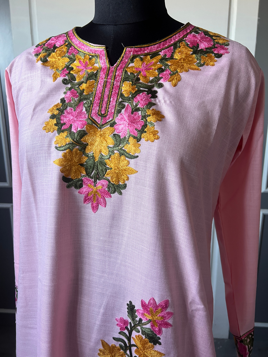 Kashmir Aari cotton Co-Ord Set | Pink