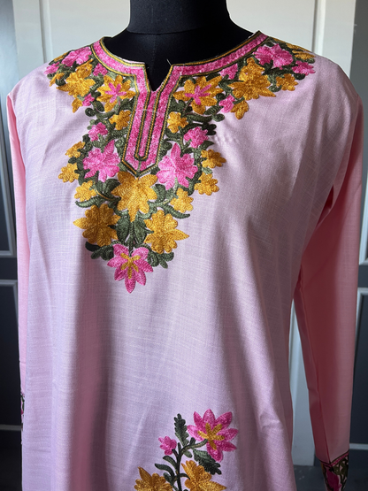 Kashmir Aari cotton Co-Ord Set | Pink