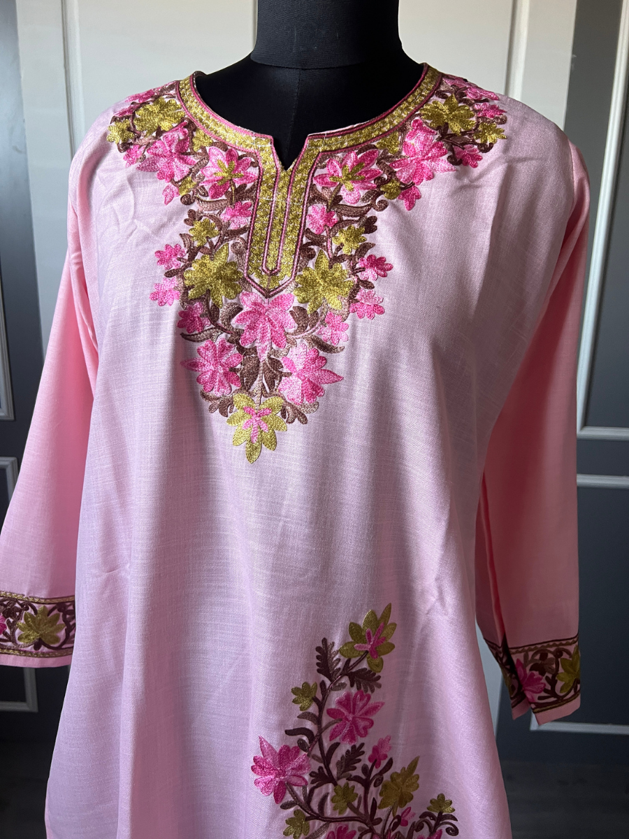 Kashmir Aari cotton Co-Ord Set | Pink