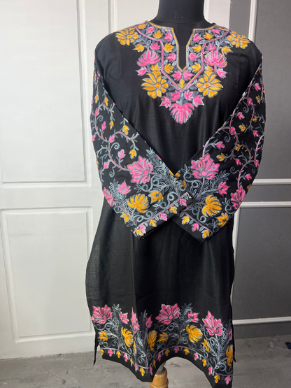 Noor : Kashmiri Aari embroidery summer Co-Ord Set | Ebony