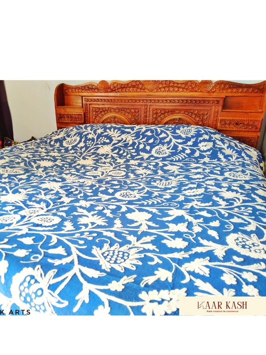 Firdaus Florals Krewal Embroidery Bedcover - KaarKash