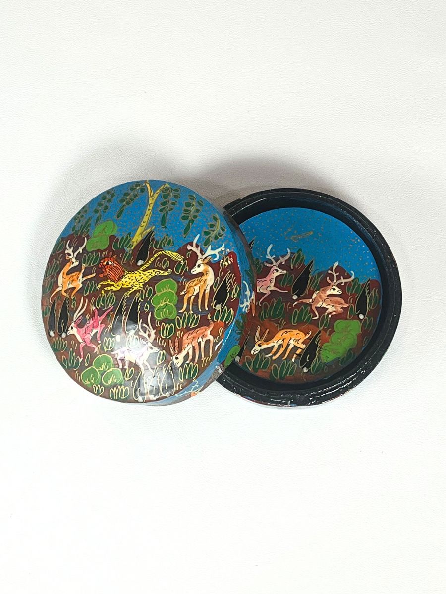 Vintage Woodland Coaster Crafted Paper Mache Box - KaarKash