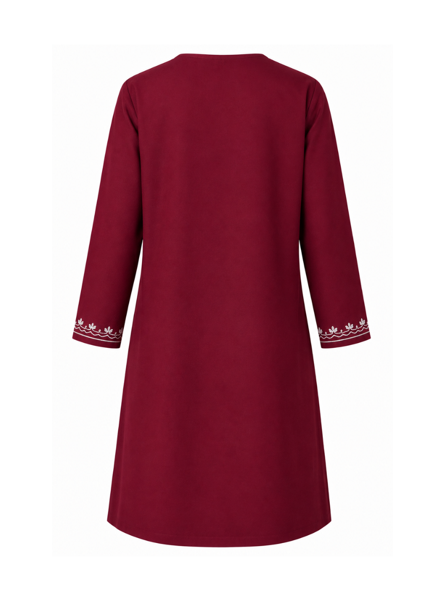 Noor : Aari embroidery summer kurti | Dark Red