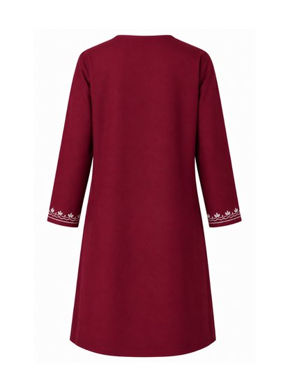 Noor : Aari embroidery summer kurti | Dark Red