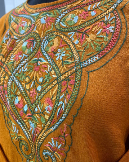 Meeras: Hand-Embroidered Raffel Phiran | Amber