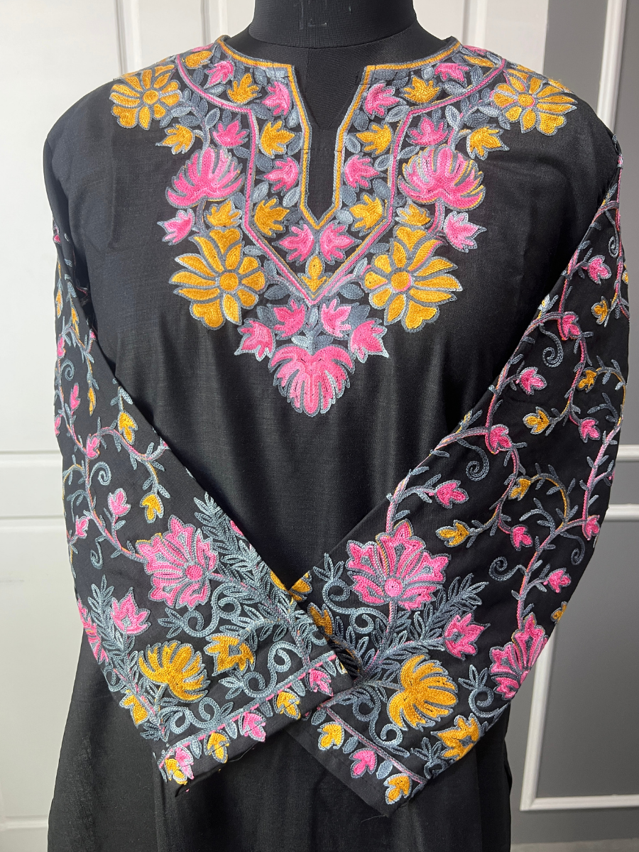 Noor : Kashmiri Aari embroidery summer Co-Ord Set | Ebony